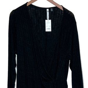 Faux Wrap - Knit Ribbed Dress